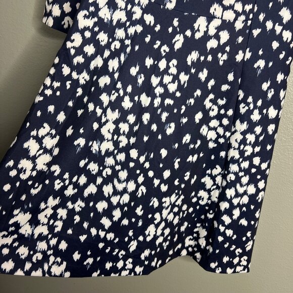 NWOT Trina Turk Navy & White Printed Mini Dress 3/4 Sleeve Fit and‎ Flare 2 - Picture 6 of 8